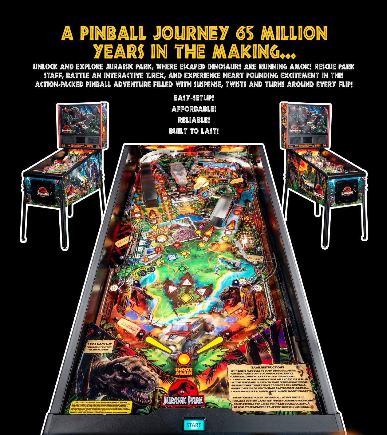 STERN JURASSIC PARK PIN Pinball Game Machine for sale! COINOP PARTS ETC Arcade Pinball